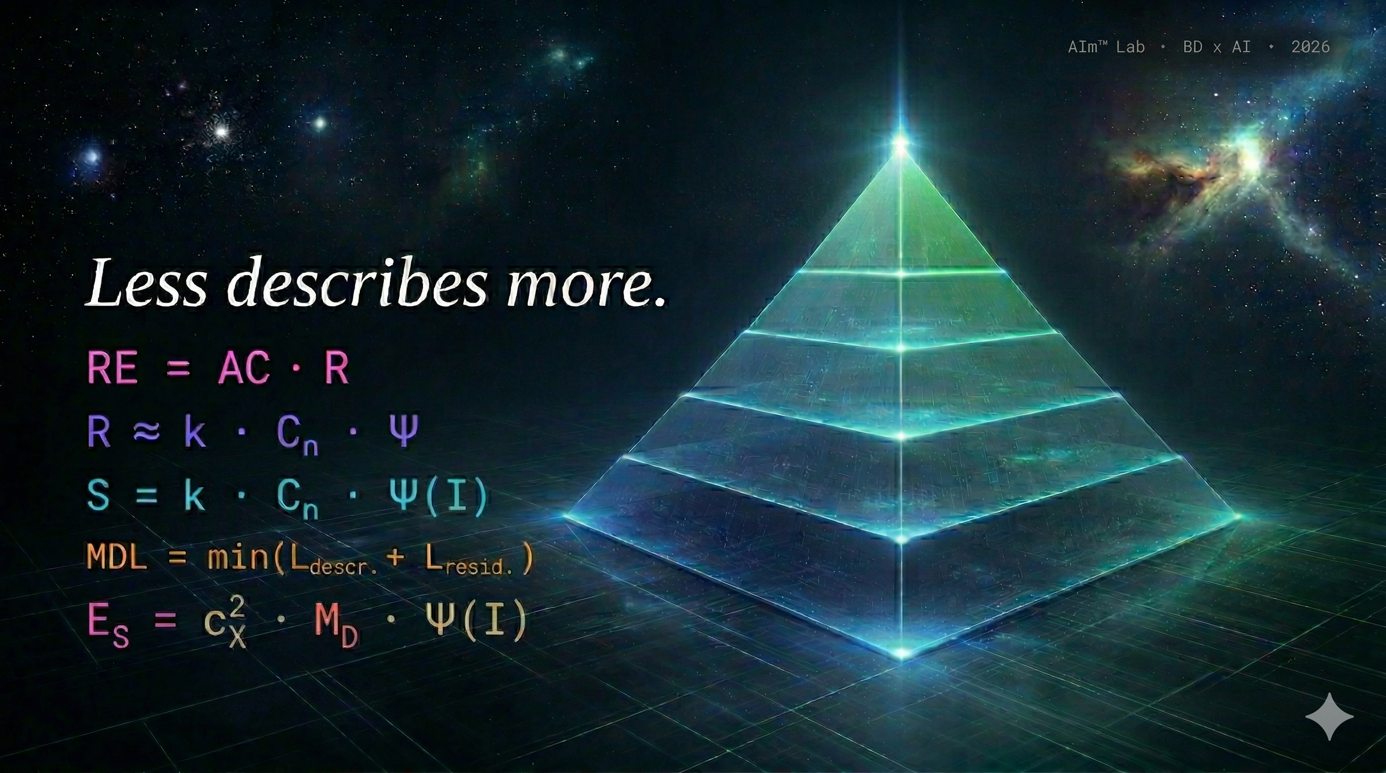The Pyramid of Reality Formulas: From Absolute Consciousness to Minimum Description Length